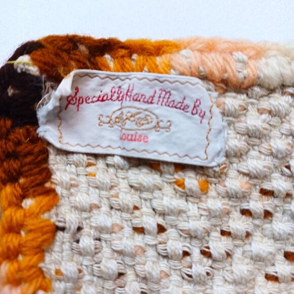 Vintage Chevron Crochet Blanket Throw Handmade By Louise - Orange & Brown Zigzag - Picture 5 of 5